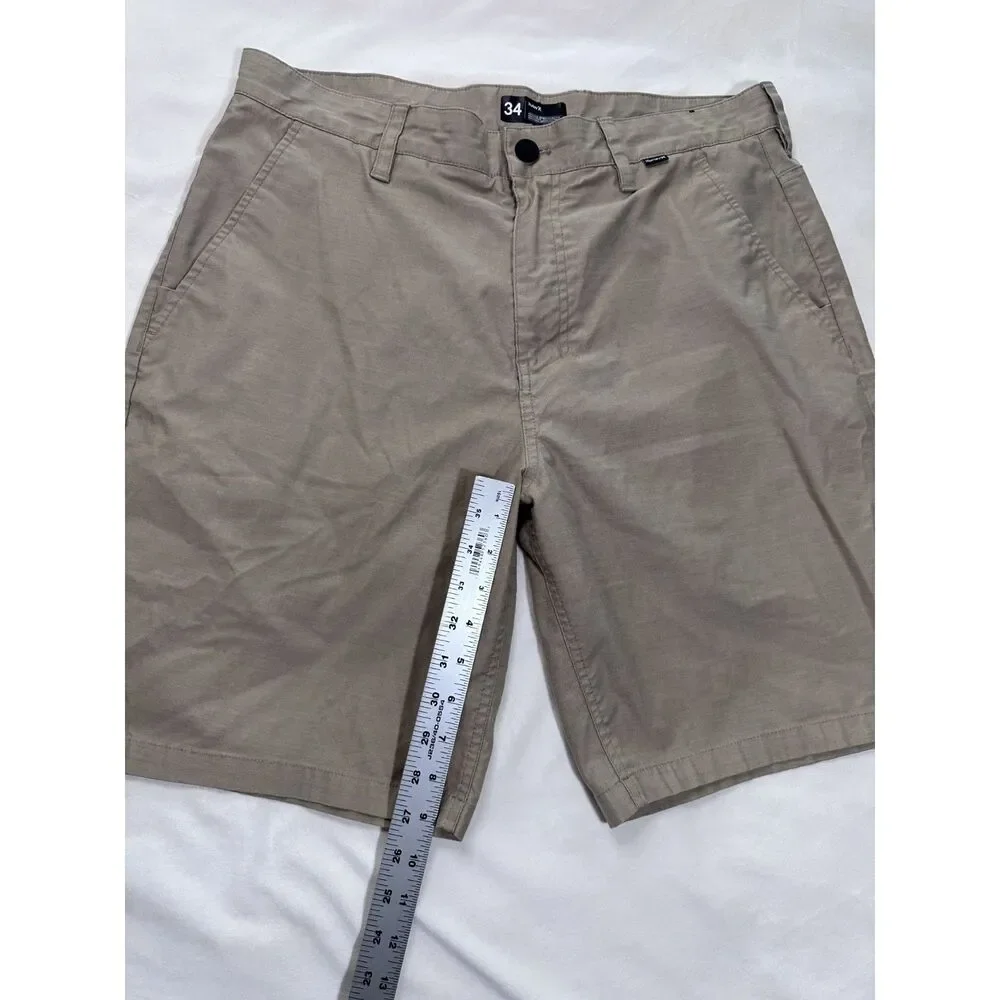 Hurley H2O-Dri Breathe Men's Walkshorts Size 34 Khaki Chino Stretch Golf Shorts
